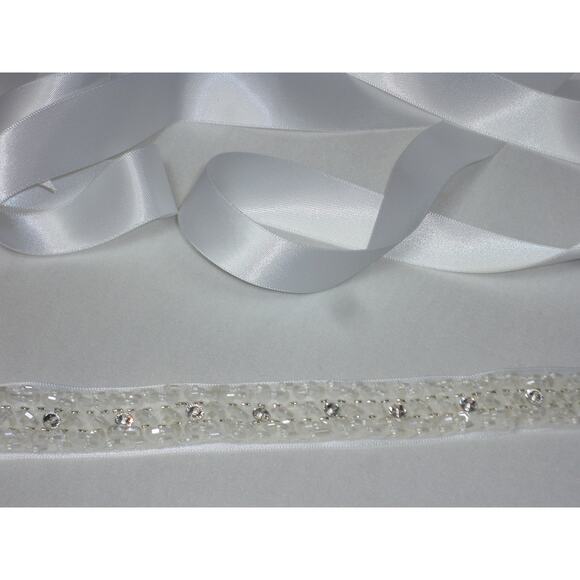 rhinestone beaded skinny belt bridal dress belt crystal rhinestone sash belt - Picture 4 of 5